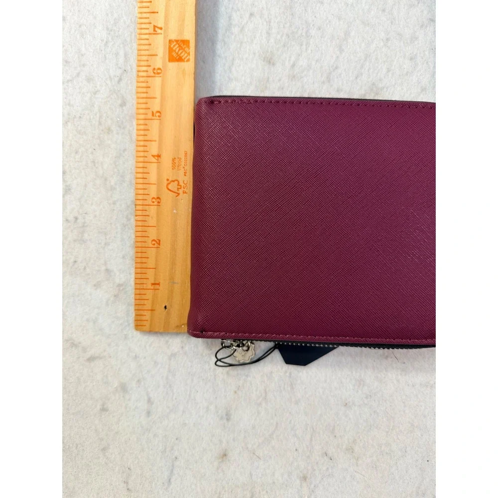 Magnolia and Vine Burgundy Vegan Leather Crossbody Wallet Bag Adjustable Strap